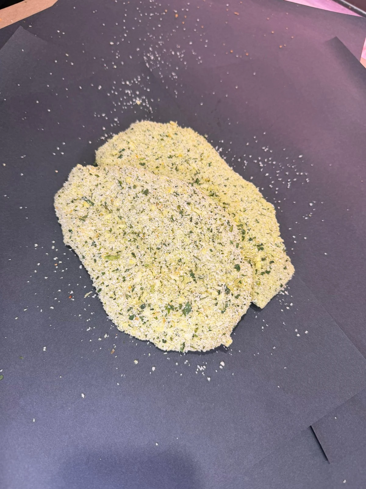 Chicken Schnitzel, parmesan, herb and garlic crumb