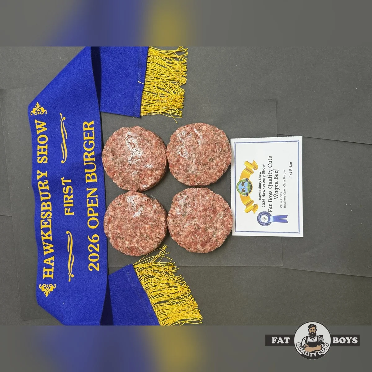 Wagyu Beef Burger Patties, first prize, Hawkesbury Show