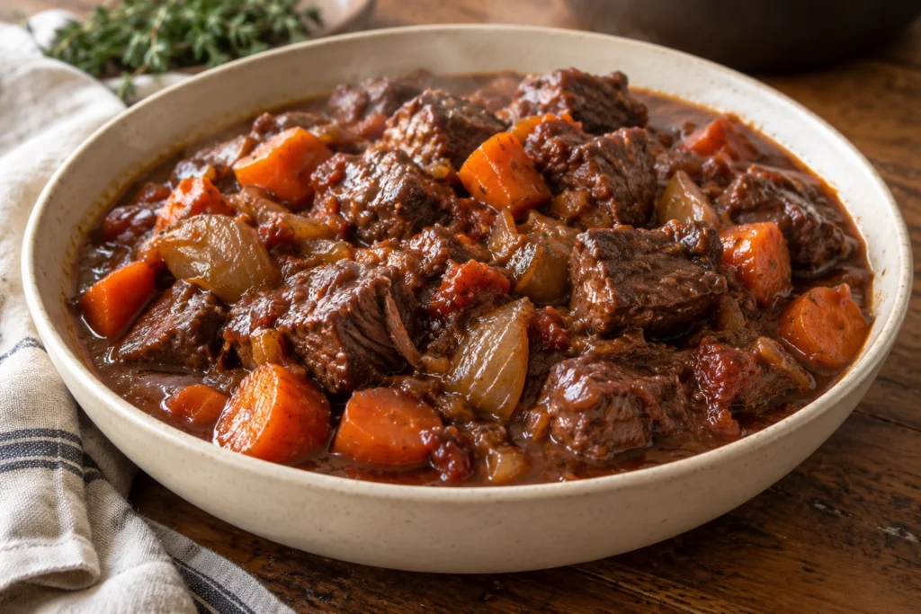 Beef and red wine casserole