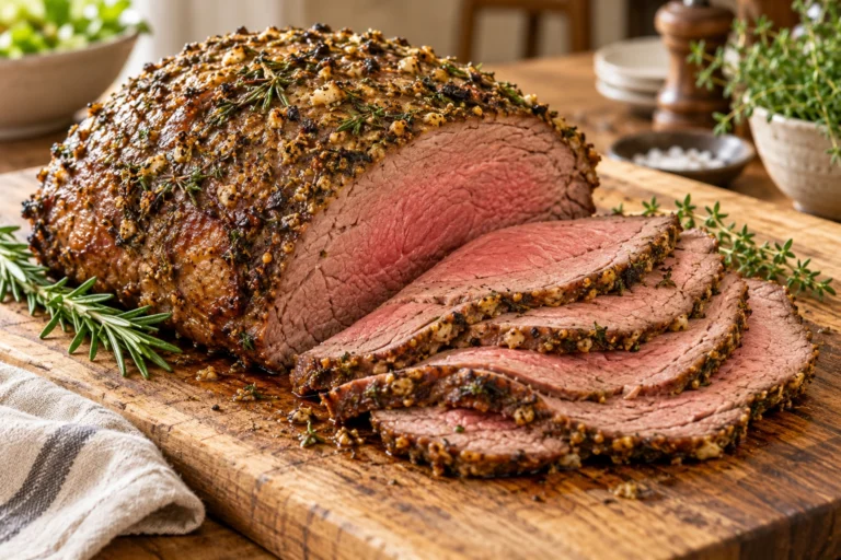 Herb-crusted topside roast