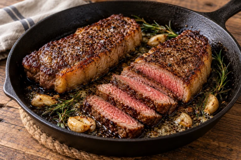 Pan-seared New York steak