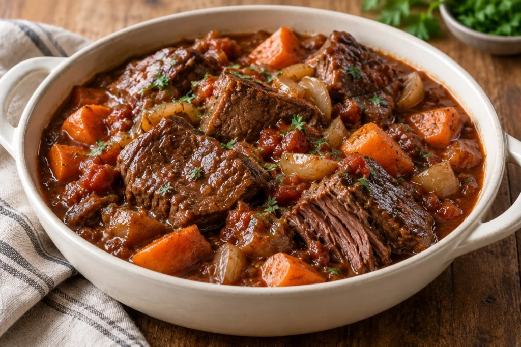Slow-cooked blade steak and gravy