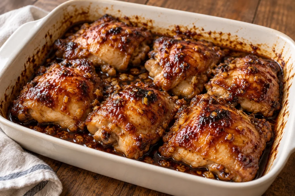 Sticky honey soy chicken thighs