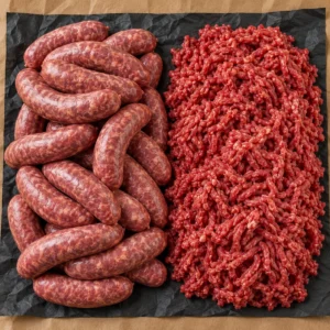 5kg Beef Sausages and 5kg Beef Mince Box