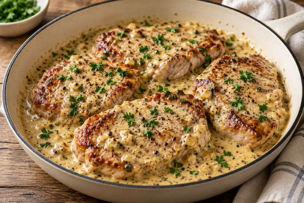 Creamy garlic pork medallions