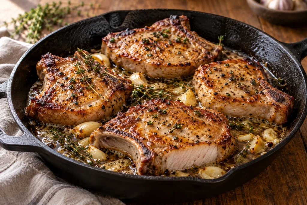 Garlic butter pork cutlets