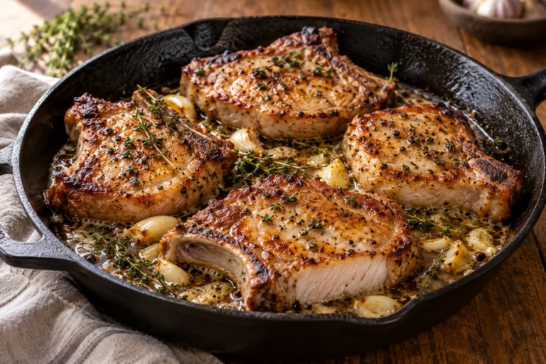 Garlic butter pork cutlets