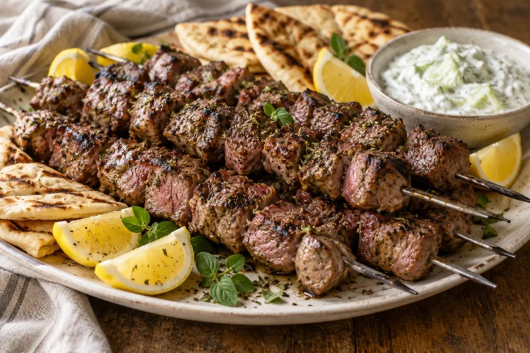 Greek-style lamb kebabs