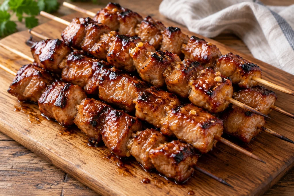 Honey garlic pork kebabs