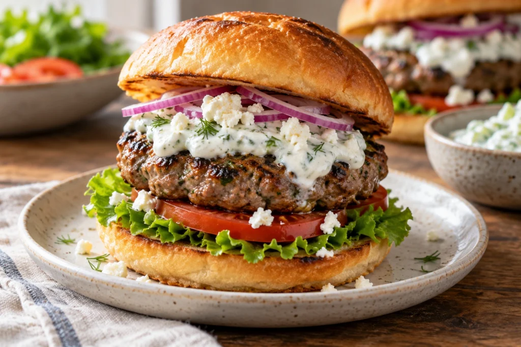 Lamb burgers with tzatziki