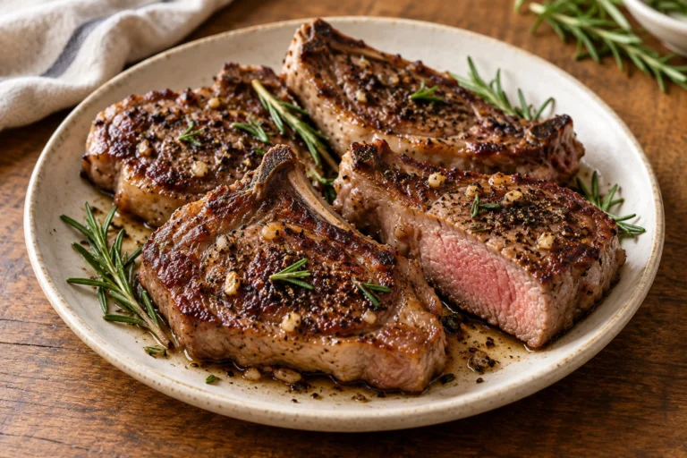 Pan-seared lamb leg chops