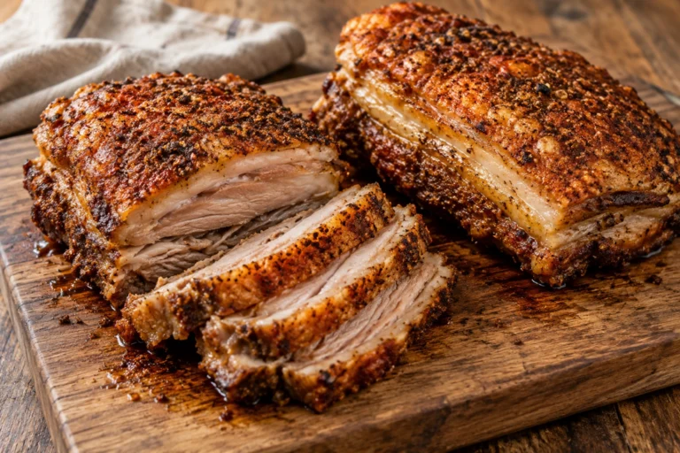 Slow-roasted crispy lamb breast