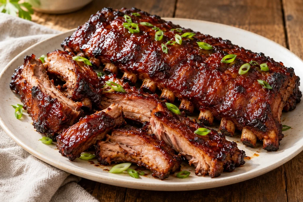 Sticky plum pork ribs